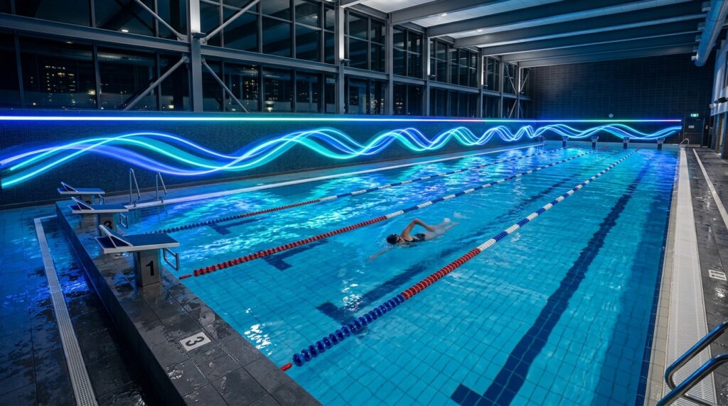 Neon Contour Strip Lighting for Futuristic Pool and Deck Edging digital neon strip in pool 202606101247