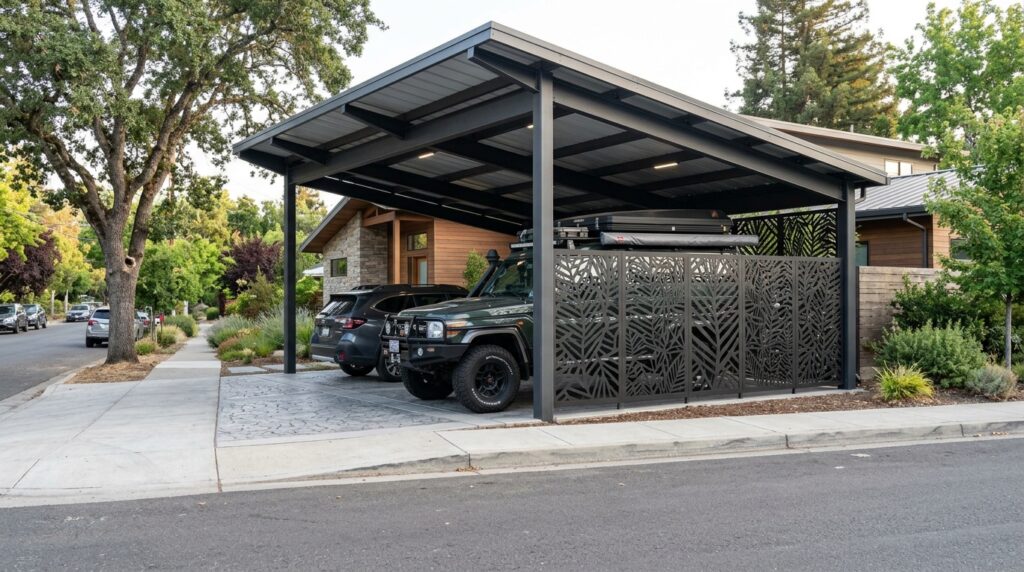 High-Clearance RV and SUV Carport Designs with Premium Aesthetics double car carport with privacy … 202606152211
