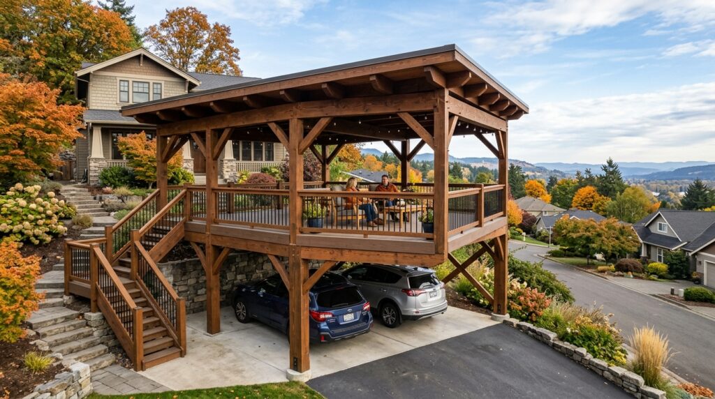 Smart Multi-Car Carport Layouts for Busy Suburban Homes double car carport viewing deck 202606152048