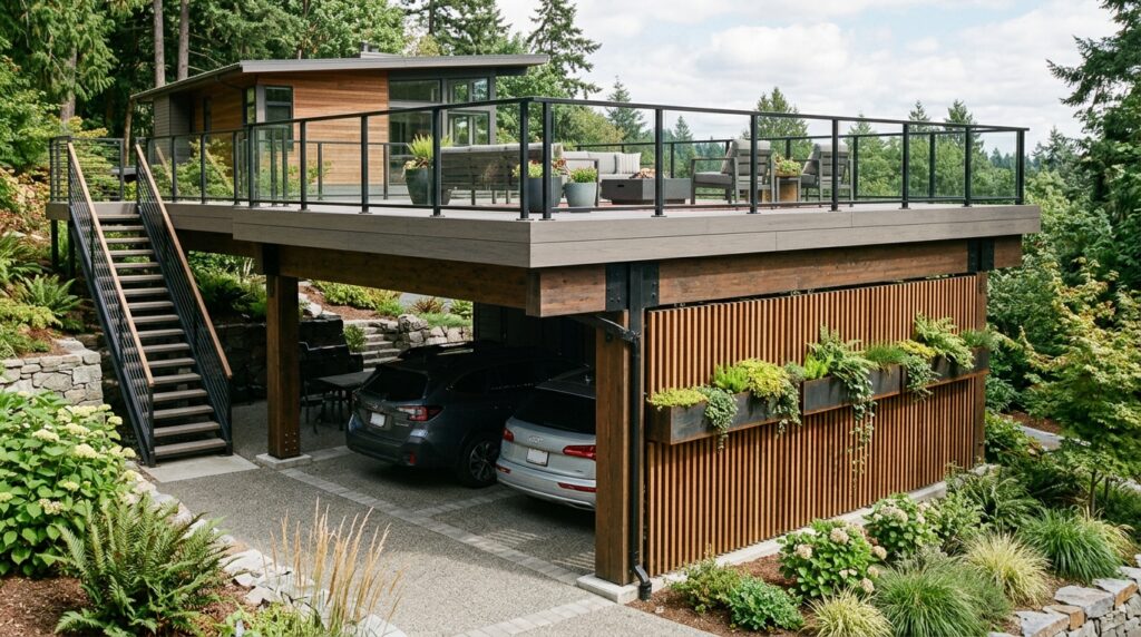 double carport with wood screen 202606161119