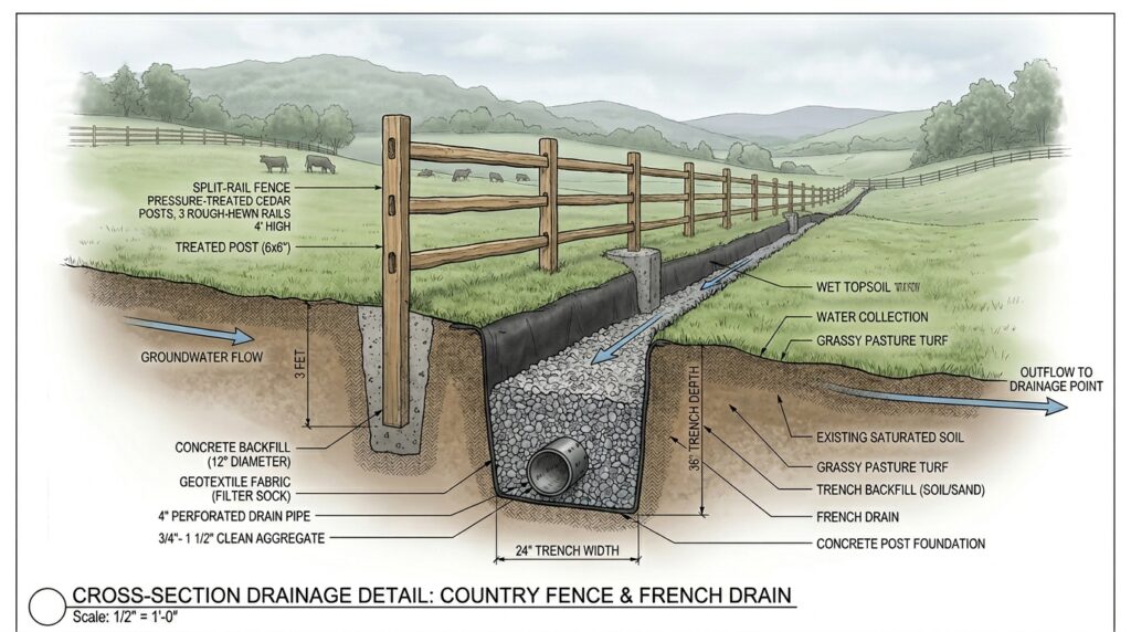 drainage detail plot country fence 202606120359