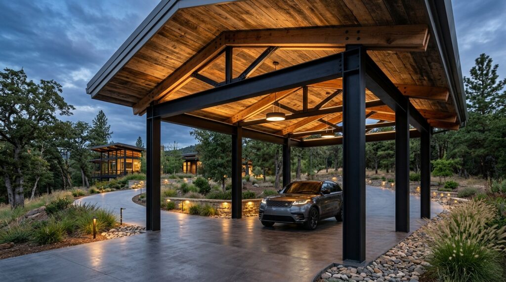 driveway pavilion steel pillars … 202606081639
