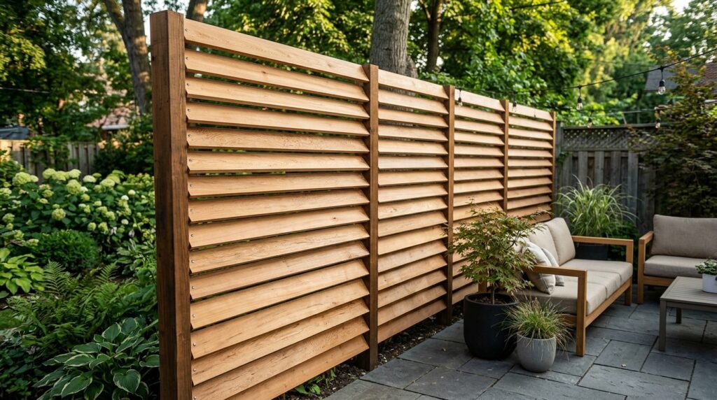 Horizontal Slatted Cedar Fences for a Clean Contemporary Look engineered privacy screen cedar … 202606121357