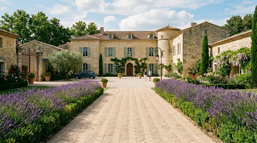 Brick-Paved Courtyards Inspired by Classic European Plazas entry courtyard french country e… 202606141351