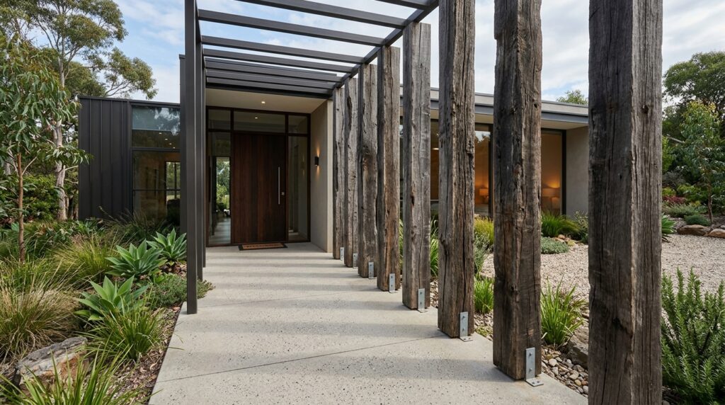 Architectural Frontyard Manifestos for Uncompromising Curb Appeal entryway with pillars and paths 202606081942
