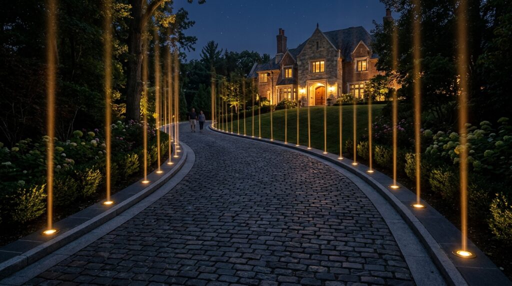 estate driveway with brass well 202606102251