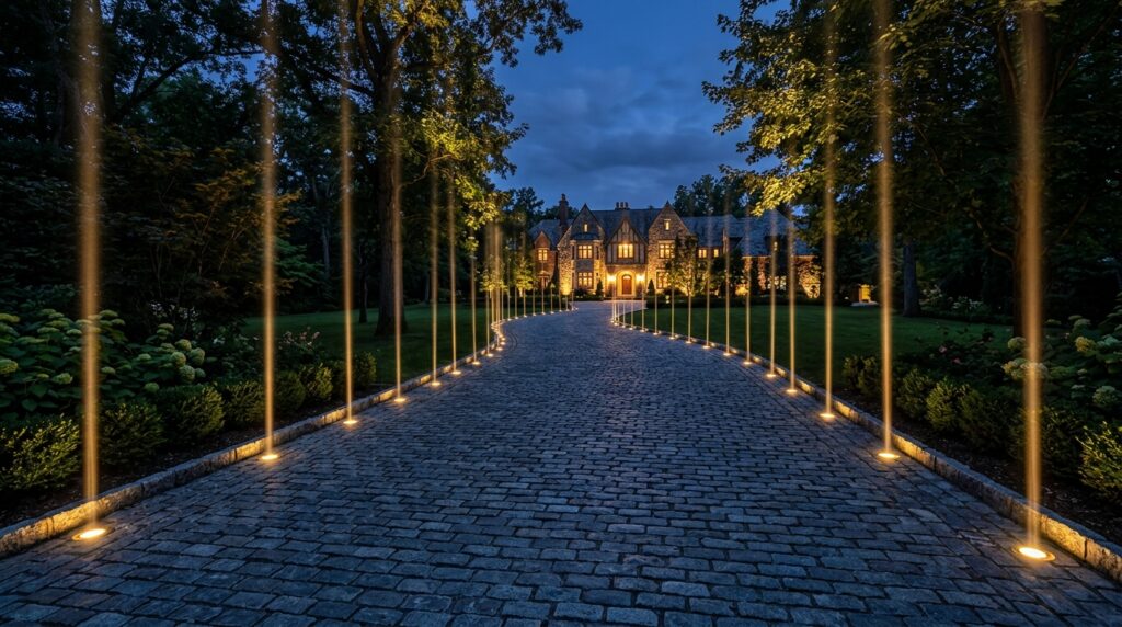 estate driveway with brass well 202606102252