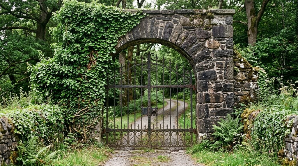 estate entrance gate with ivy 202606131045