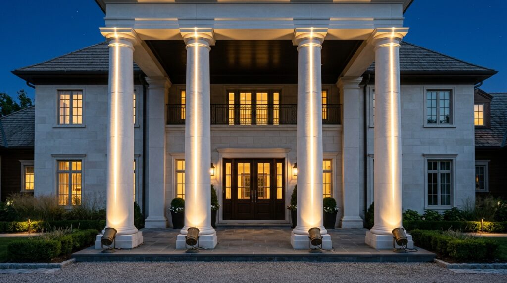estate entrance with white columns 202606102311