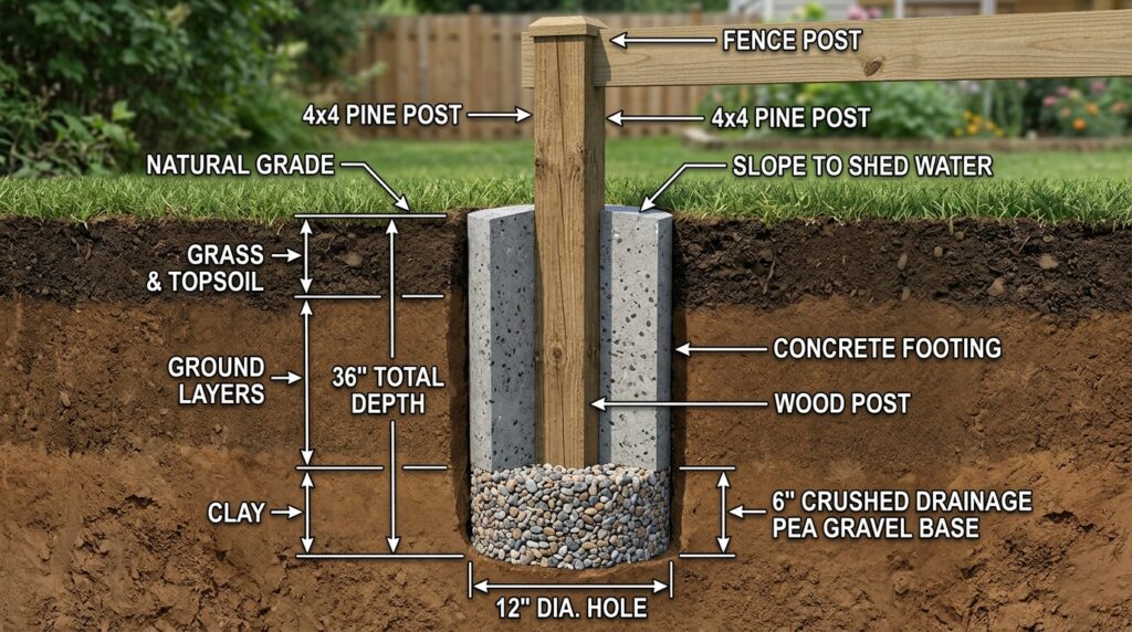 fence post installation concrete… 202606111119