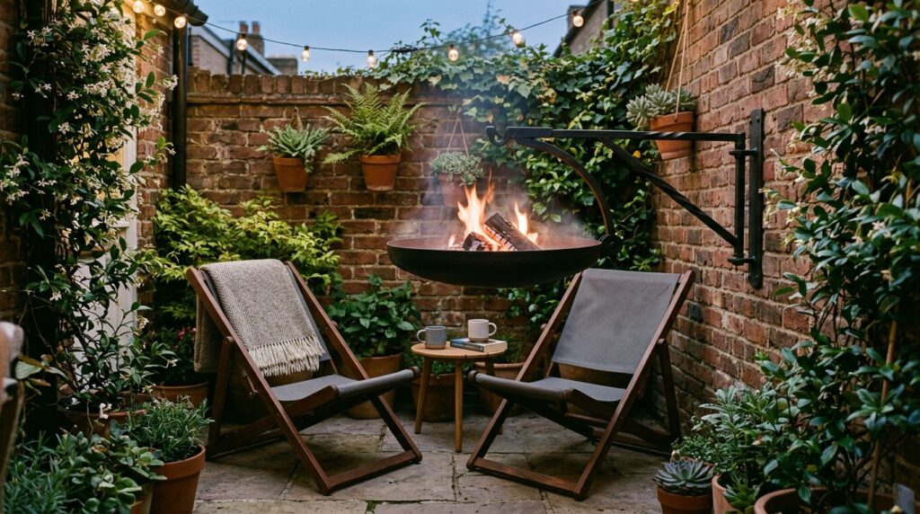 Modern Fire Pit Layouts For Luxury Outdoor Lounging fire dish over folding chairs 202606062006