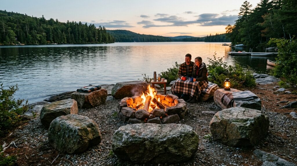 Modern Fire Pit Layouts For Luxury Outdoor Lounging fire pit on lake edge 202606062006