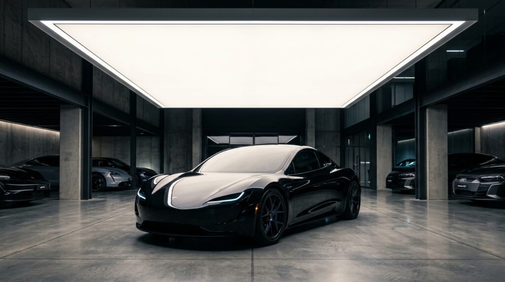 Modern Hidden Underground Car Cavities and Hidden Garage Vaults futuristic car vault glowing panel 202606072149