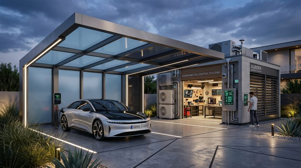 futuristic carport with smart glass 202606161006