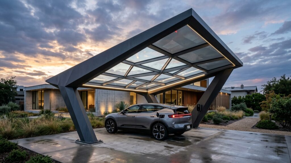 futuristic carport with steel frame 202606161020