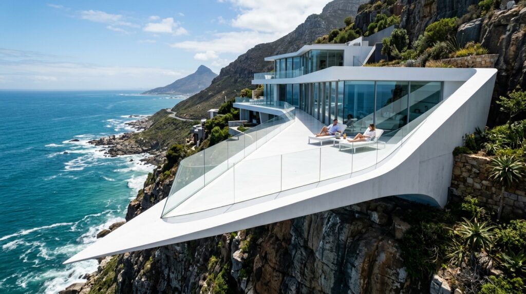 Cantilevered Balconies Wrapping Around Architectural Masterpieces futuristic cliffside estate balcony 202606132107