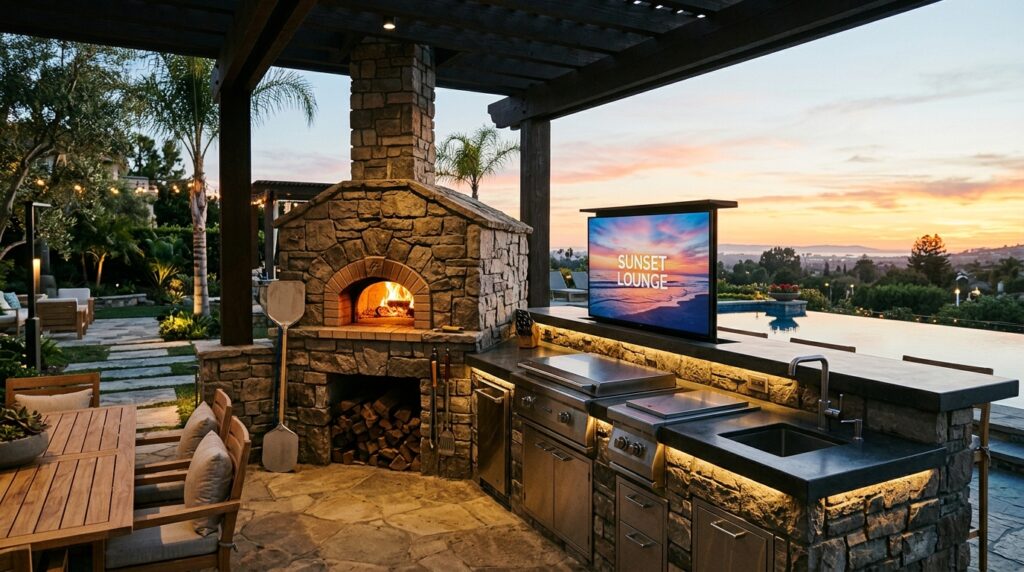 futuristic outdoor kitchen pizza… 202606171259