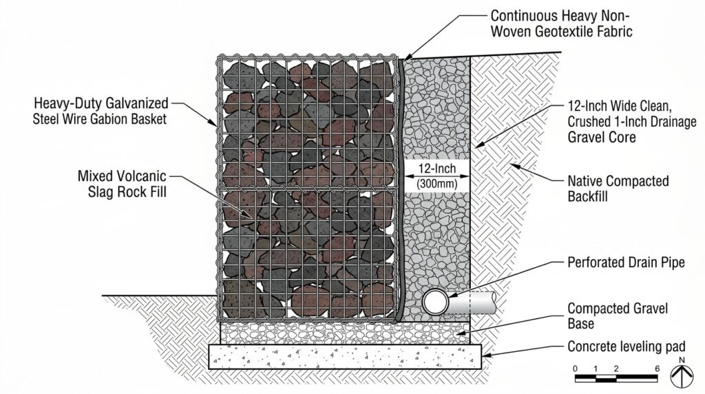 gabion wall with volcanic slag 202606121126