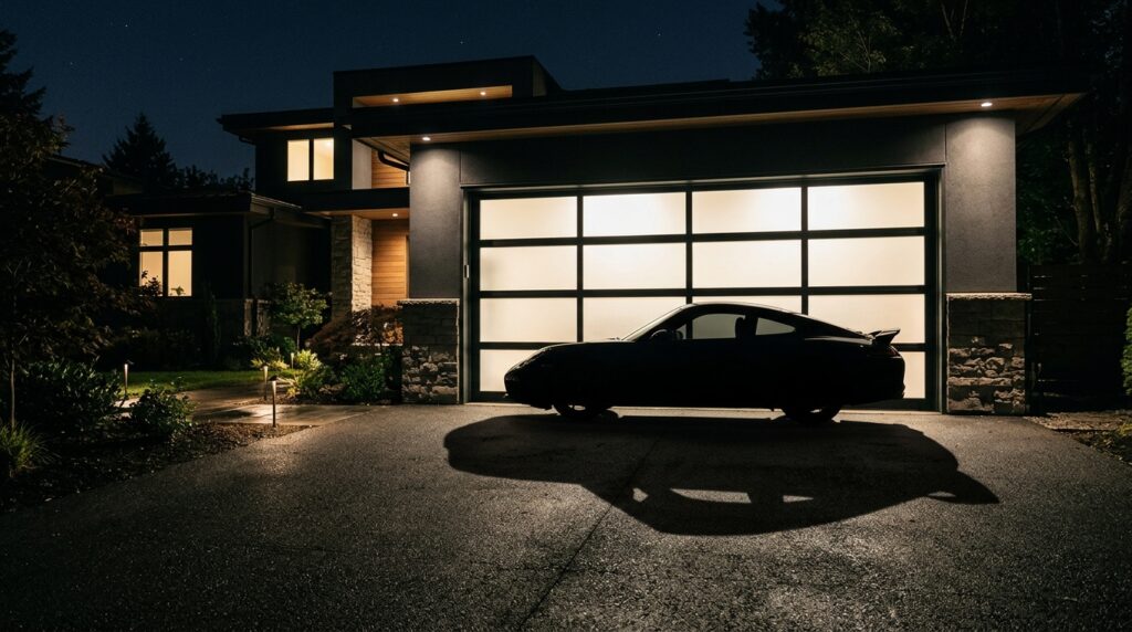 garage door backlit sports car 202606131726