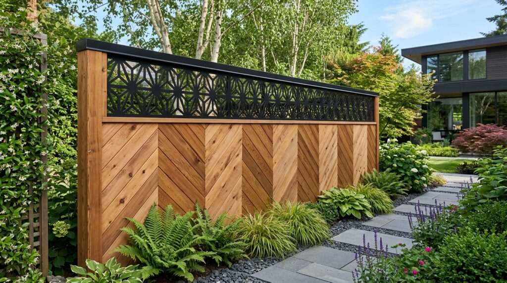 garden boundary wall cedar chevron 202606111423