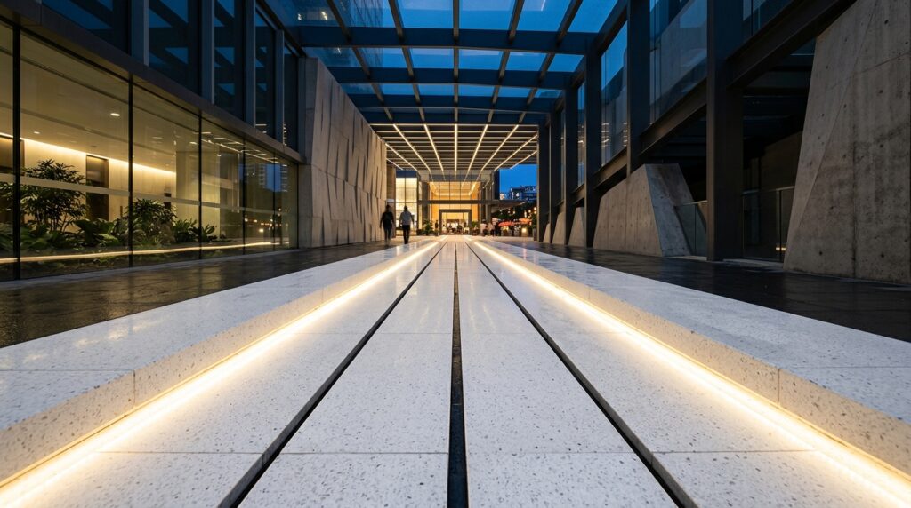 geometric walkway with shadow lines 202606081057