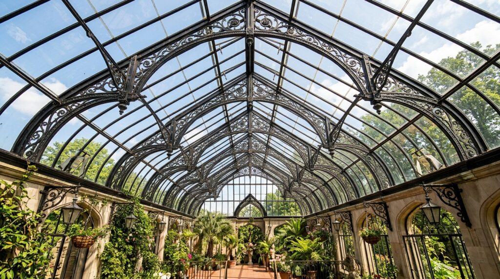 Sunroom and Solarium Ideas For Year-Round Luxury Living glass roof structure wrought iro… 202606052149
