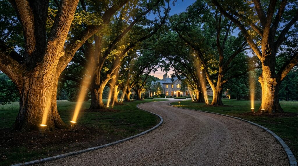 gravel driveway with oak trees 202606102251