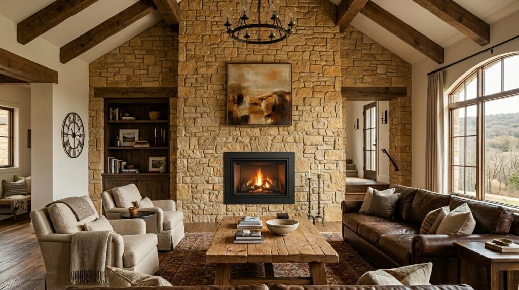 Monolithic Stone Accent Walls for High-End Living Facades great room stone accent wall 202606131806