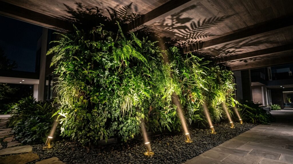 green wall with led lights 202606121051