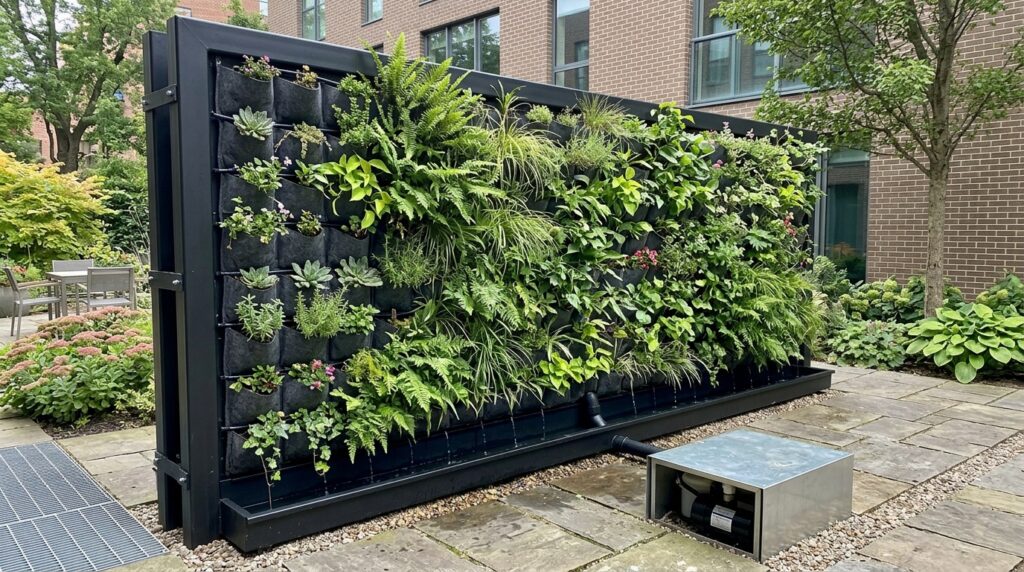 green wall with steel frame 202606121048
