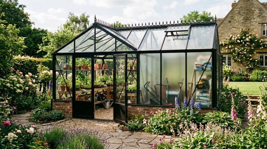 Hidden Utility Shed Layouts That Camouflage into Your Landscaping greenhouse in backyard garden 202606131141
