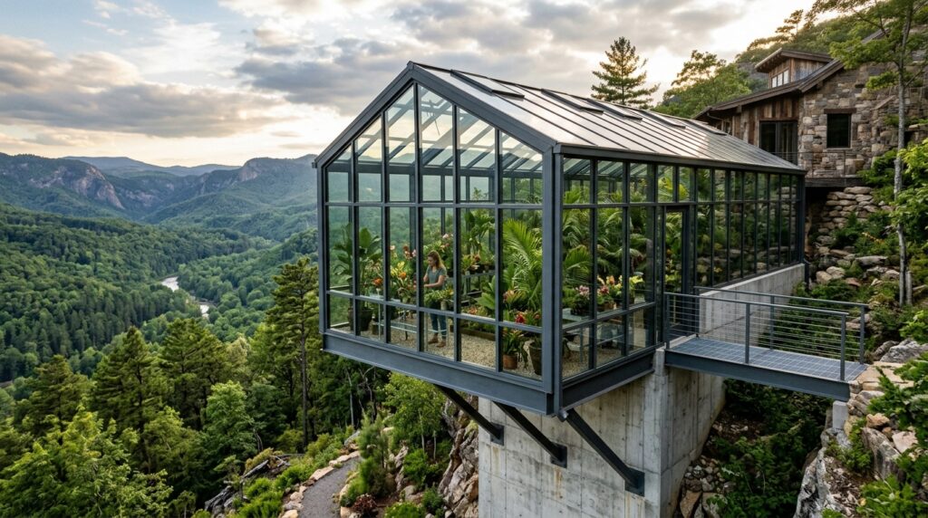 greenhouse projecting from hillside 202606131230