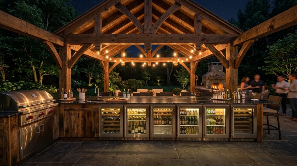 Under-Counter Beverage Center Setups Perfect for Summer Parties heavy timber pavilion outdoor ki… 202606181752