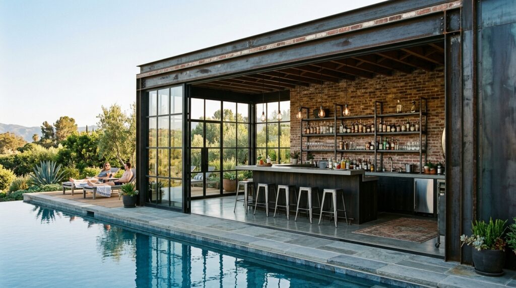 industrial pool house wet bar 202606132041