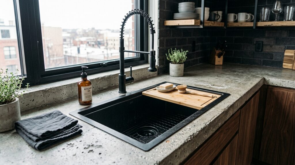 Modern Backyard Culinary Lounges Crafted for Ultra-Premium Hospitality kitchen sink on concrete counter 202606081830