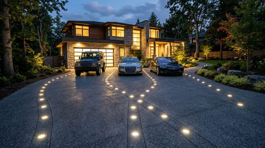 led pucks embedded in driveway 202606152304