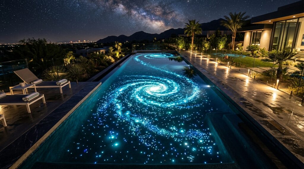 Starry-Night Fiber Optic Lights Embedded inside Concrete Pool Floors lap pool with fiber optic 202606101100