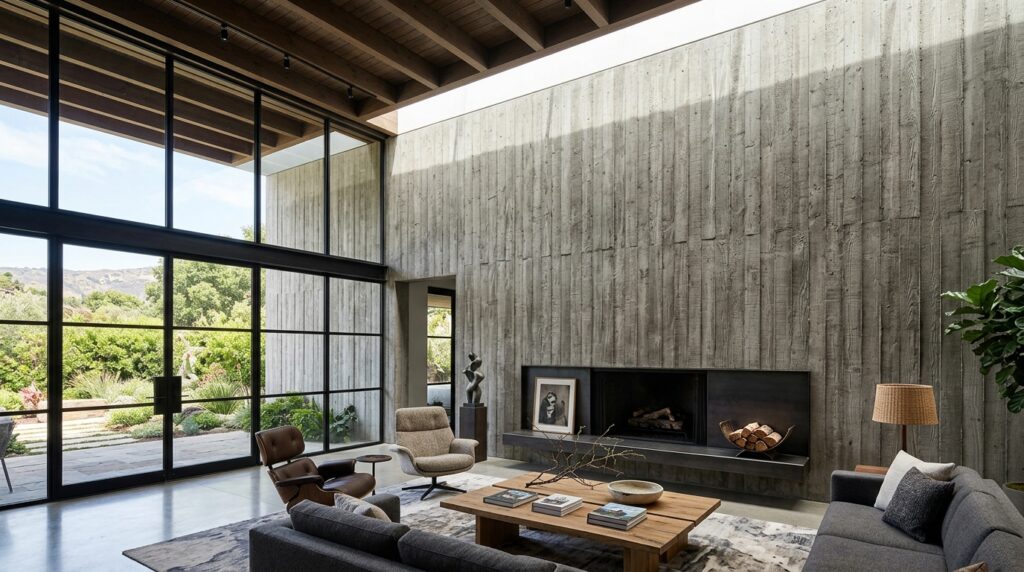 living room concrete accent wall 202606131022