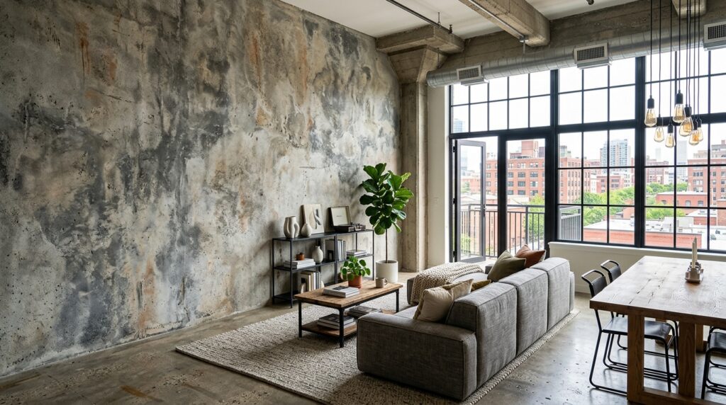 loft with acid washed concrete wall 202606131026