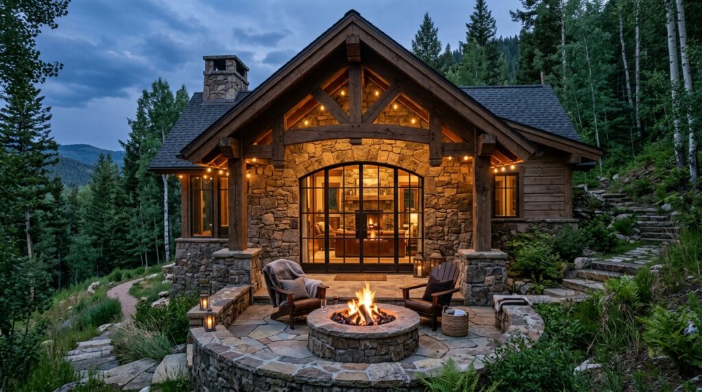 Luxury Glamping Cabins Tucked Safely into Large Backyard Edges luxury cabin with stone walls 202606141428