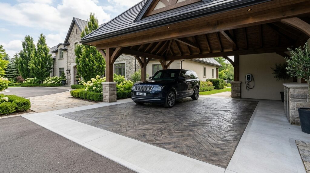 luxury carport herringbone wood … 202606161311