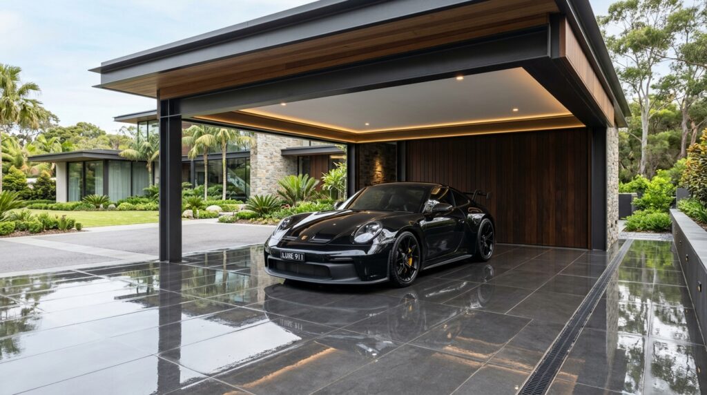 luxury carport with sports car 202606042142