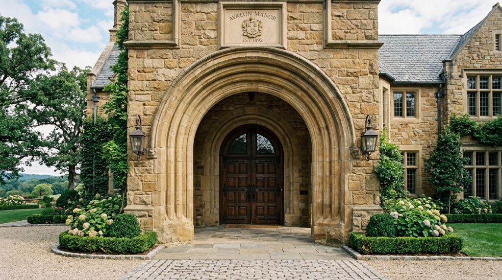 luxury estate entrance masonry arch 202606131042