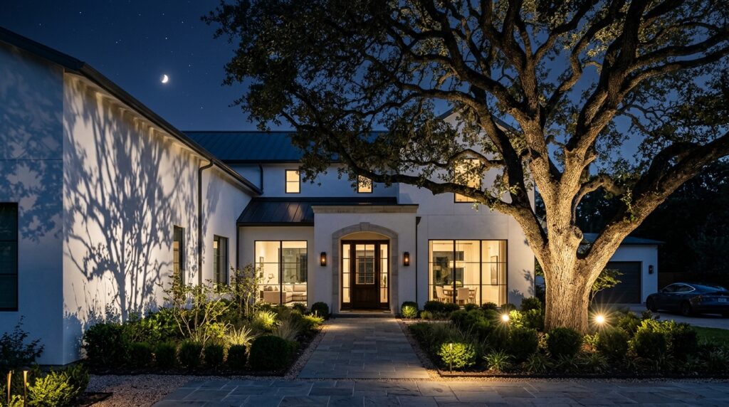 luxury home facade night oak 202606042241