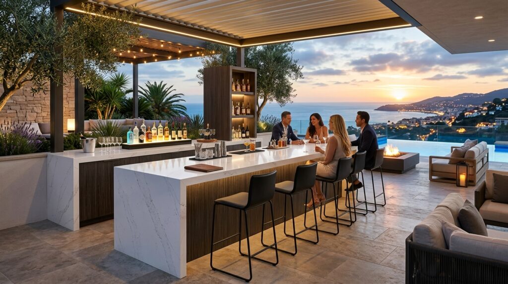 Modern Outdoor Kitchen And Bar Ideas For Premium Backyard Hosting luxury patio island bar 202606071607