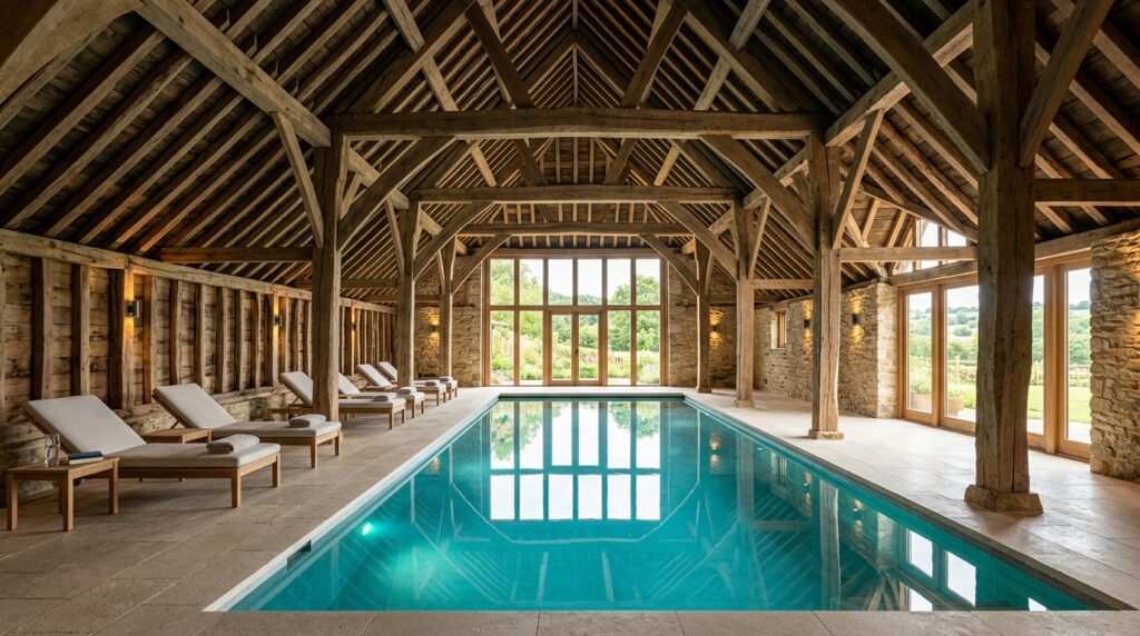 luxury pool in timber barn 202606130859
