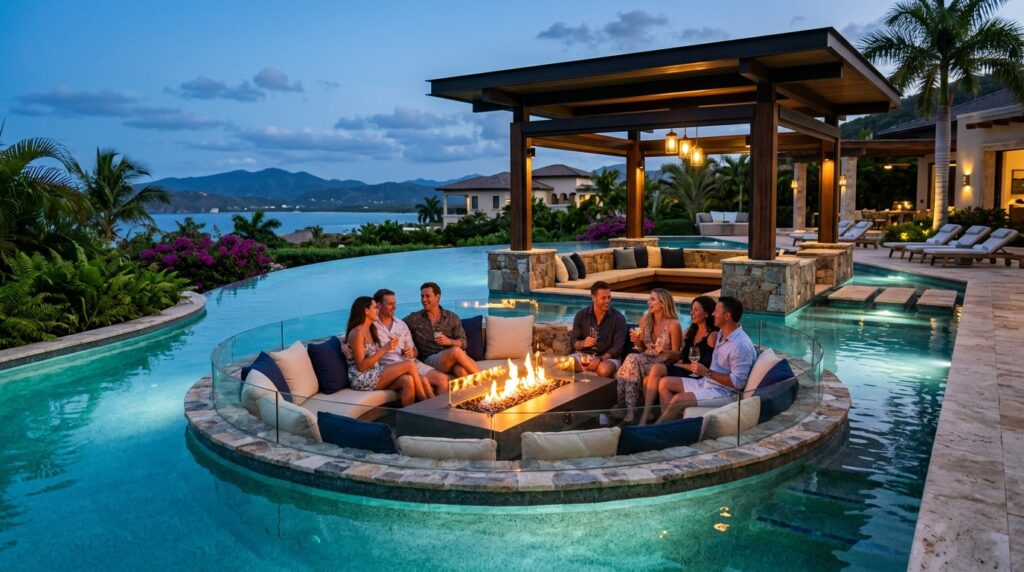 Modern Patio Gazebo Ideas For Luxury Outdoor Lounging luxury pool with sunken gazebo 202606062109