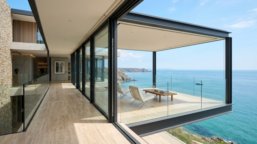 Modern Elevated Skywalks Connecting Luxury Estate Wings mansion viewing pavilion overloo… 202606072119