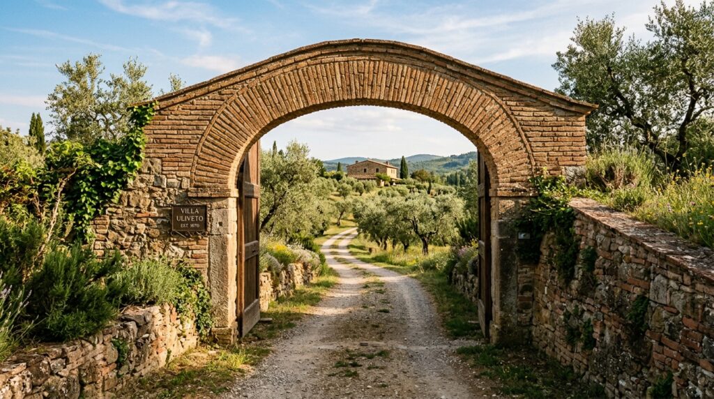 masonry arch leading driveway 202606131045