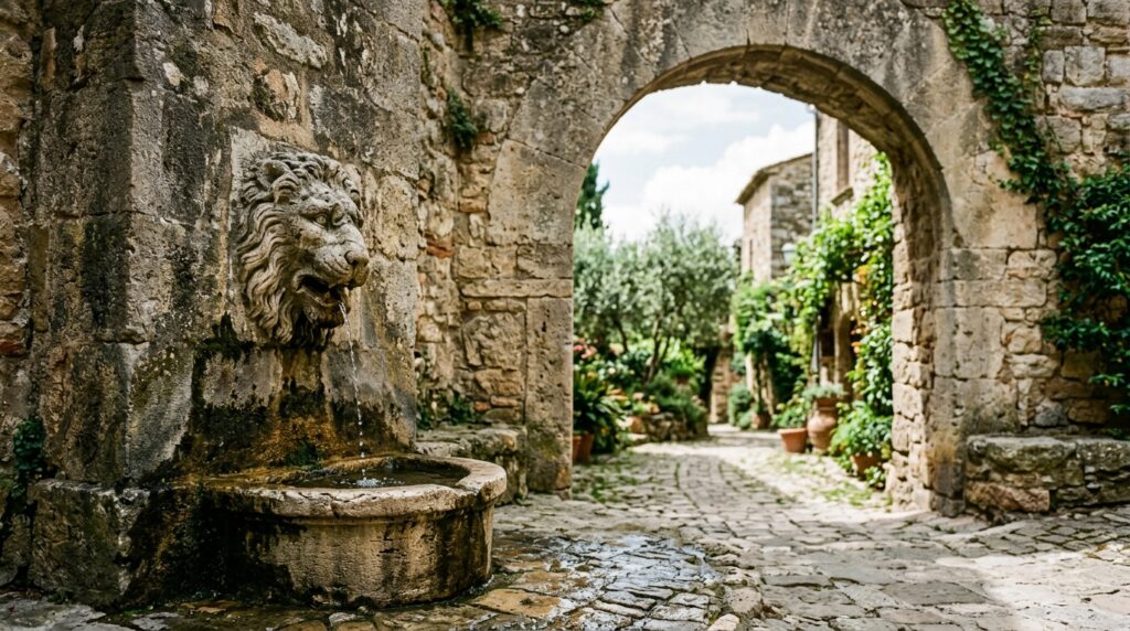 masonry arch wall lion fountain 202606131046